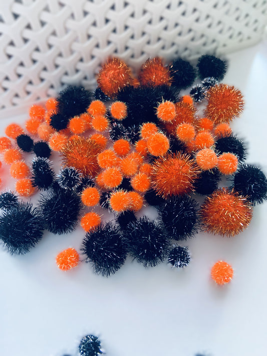 Halloween Pom Poms - Pack of 100