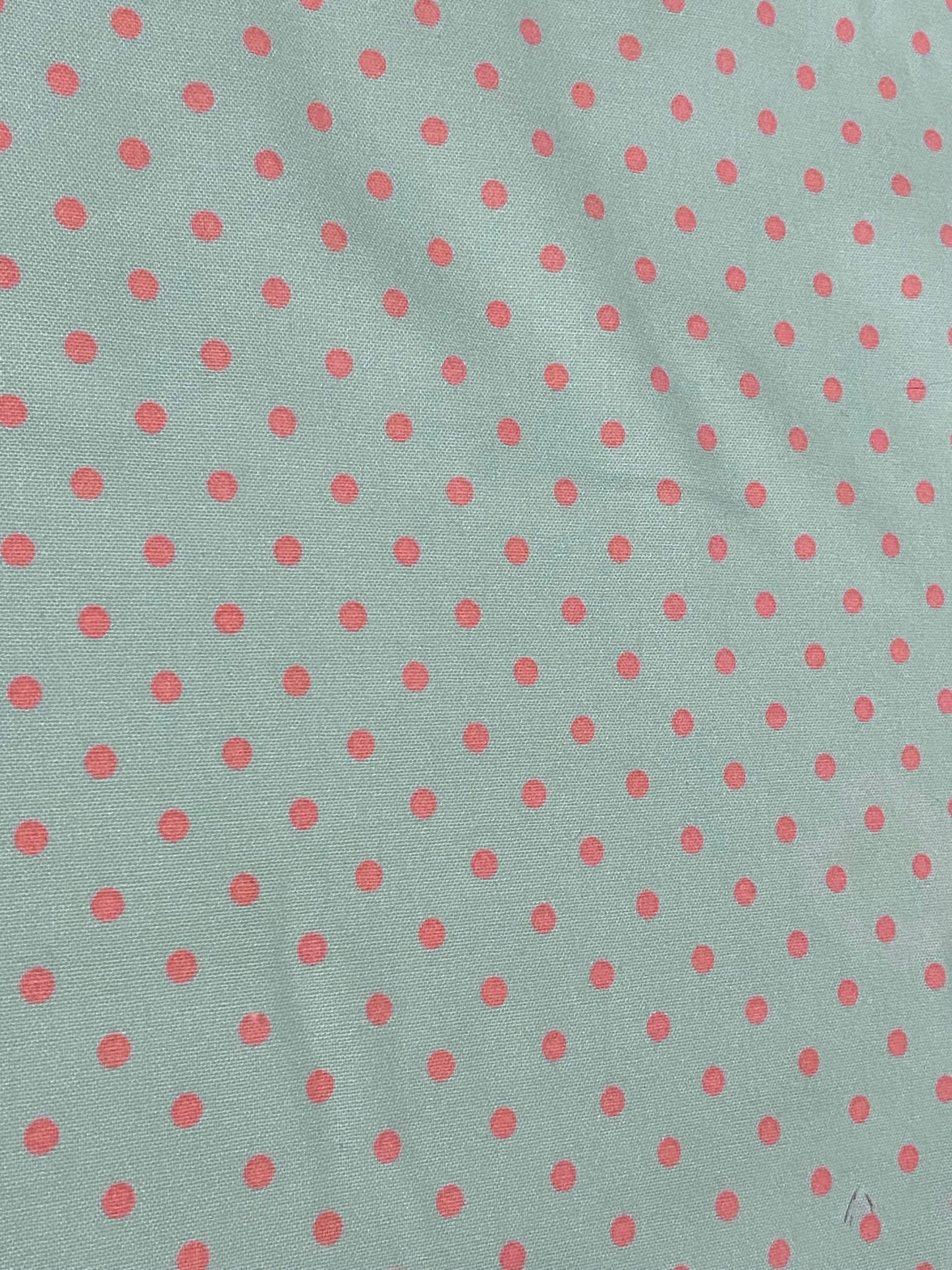Blue and Coral Polkadot Fabric - Fat Quarter