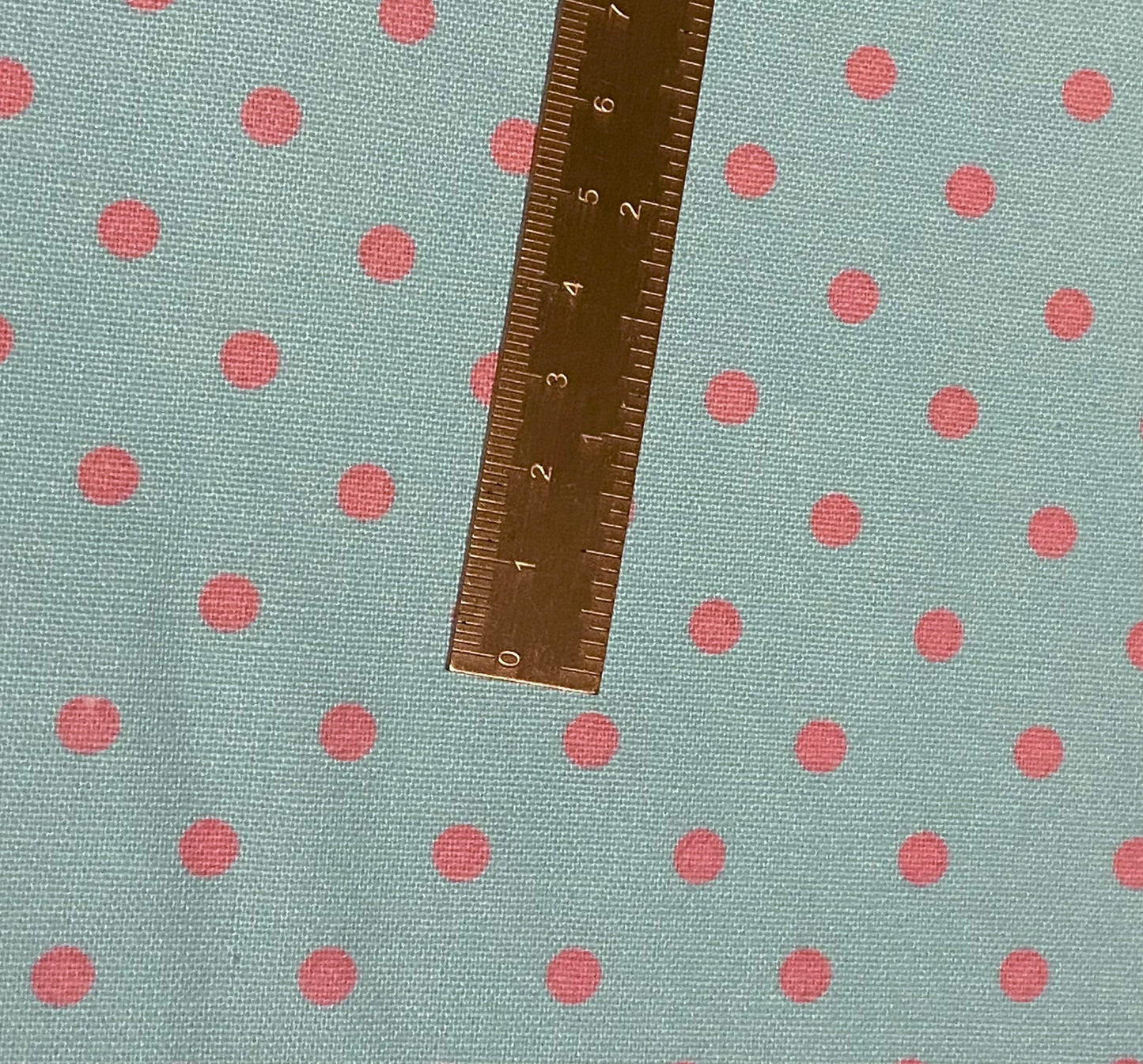 Blue and Coral Polkadot Fabric - Fat Quarter