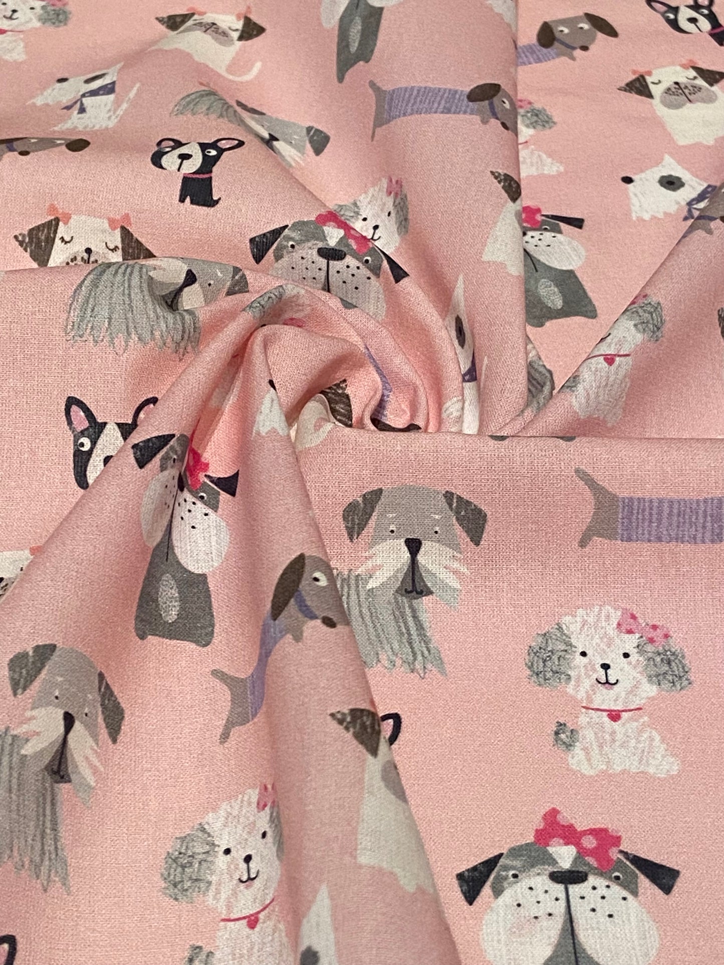 Pink Dog Print Fabric - Fat Quarter