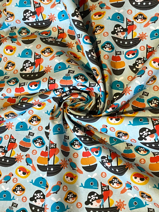 Mini Pirates Fabric - Blue